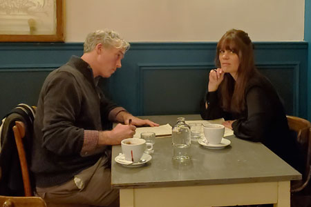 Jason Stoneking writing a portrait of Lisa Marie Järlborn for Love Love Magazine