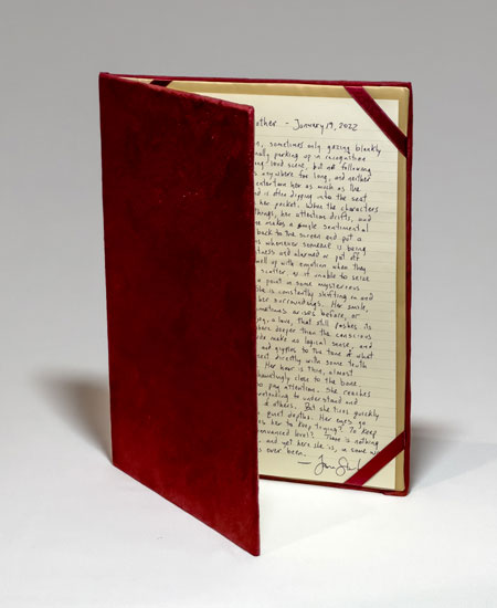 A written portrait by Jason Stoneking in a red folder