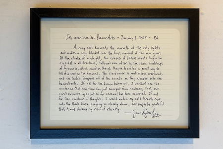 Jason Stoneking's handwritten Sky over rue des Beaux-Arts from Jan 1, 2025 at 0h
