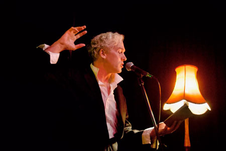 Jason Stoneking on stage at the Brunswick Green in Melbourne, photographed by Michael Reynolds